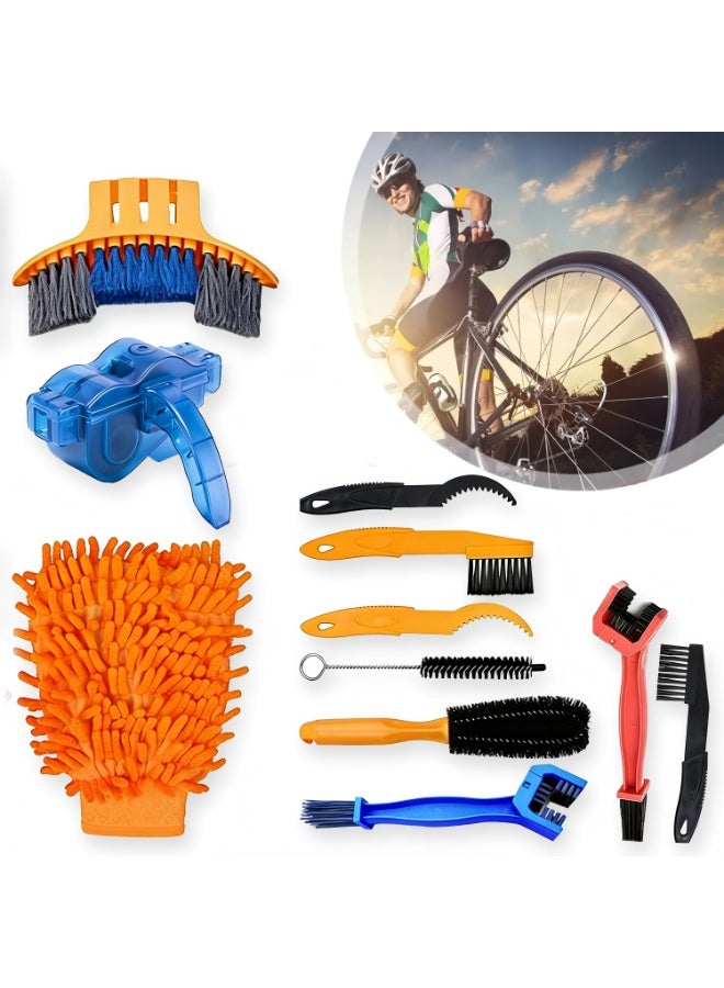 YelaJoy 11pcs Bicycle Bike Cleaning Tools Set, Bike Clean Brush Kit Suitable for Mountain, Road, City, Hybrid, BMX and Folding Bike - Image 1